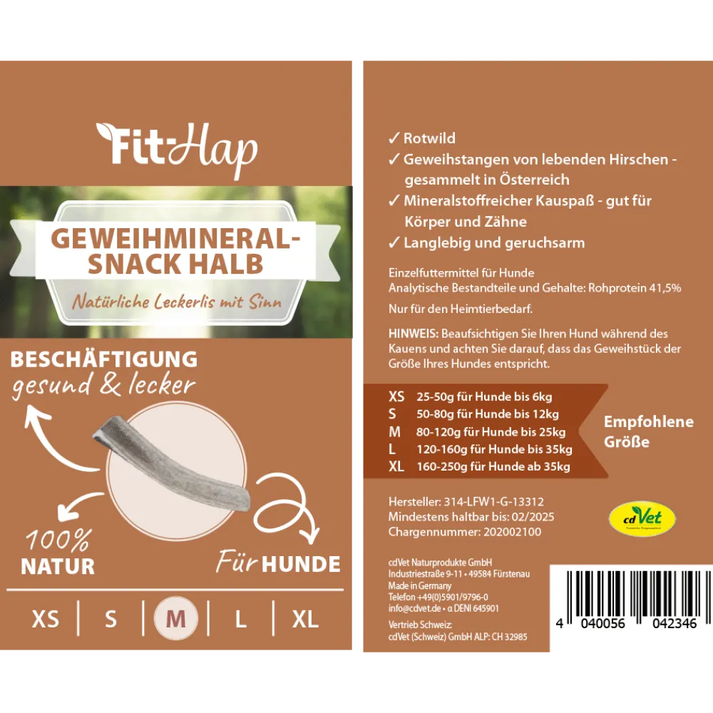 Fit-Hap Geweihmineral-Snack halb M (80-120 g)